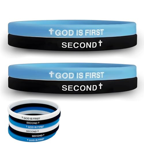 GOD IS FIRST BRACELET, GOD IS FIRST SECOND Inspirational Bracelets, Bible Verses Christian Faith Rubber Bracelets for Men Women
