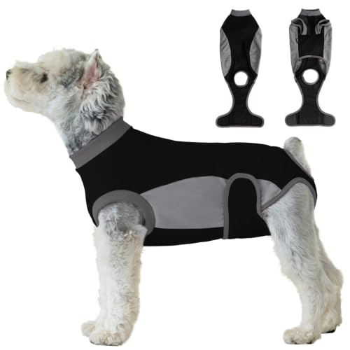 Image of Dog Surgery Recovery Suit,Dog Recovery Suit After Surgery for Female Spay Male Neuter,Soft Anti Licking Recovery Suit for Dogs,Dog Onesie for Abdominal Wounds,Black,S