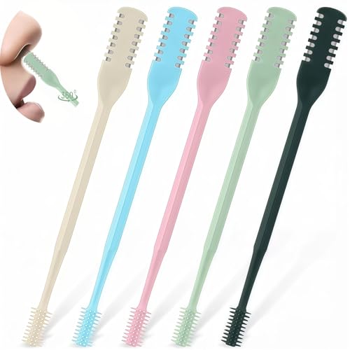 KTBKGV 2-in-1 Nasal Hair Cutter Double Sided Nose Hair Cutter Portable 360 Rotating Manual Nose Hair Trimmer for Men and Women (Multicolor-5PCS)