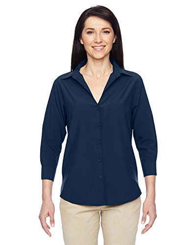 Harriton Ladies' Paradise 3/4-Sleeve Performance Shirt S NAVY