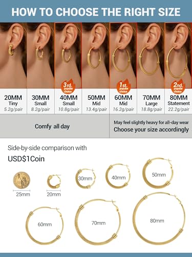 PROSTEEL 30/40/60/80/100mm Chunky Hoop Earrings For Women Gold Plated/Black Stainless Steel Hoops Earrings Statement Jewelry4