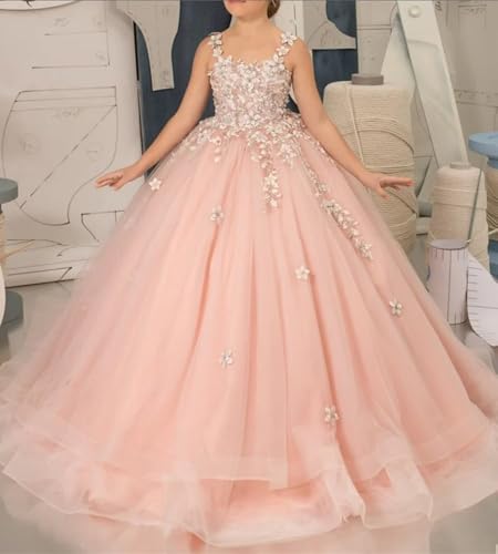 Pageant Dress Tulle Flower Girl Dresses for Wedding Flower Appliques Pageant Ball Gowns for Girls4