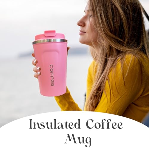 Image of Insulated Travel Coffee Mug, Stainless Steel Coffee Cup with Leakproof Lid