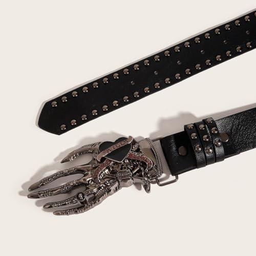 Skull Finger Belts, Punk Style y2k Belt With Buckle, Personalised Studded Belt for Women and Men2
