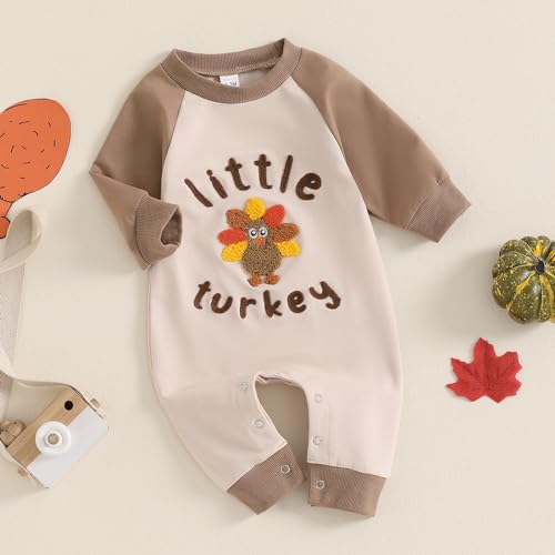 My First Thanksgiving Baby Boy Girl Outfit Little Turkey Romper Jumpsuit Cute Newborn Thanksgiving Clothes4