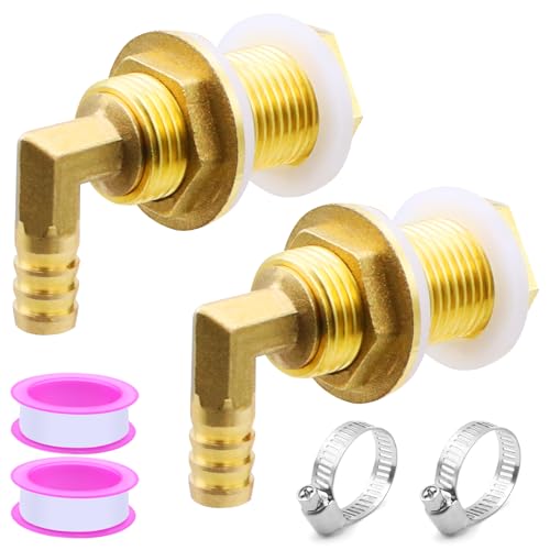NVGFTG 2 Stück Tankverschraubung Messing Tankdurchführung 1/2 Zoll Messing Regentonnenanschluss setâ€¦ – Miniatur