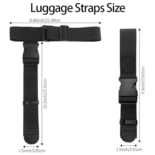 Image of Luggage Straps 4 Pcs Black Luggage Belt Set T-Shaped Luggage Connectors Add a Bag Adjustable Suitcase Straps Travel Luggage Accessories for Connecting 3 Luggage Suitcase Handbag Baggage Together