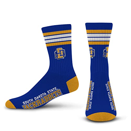 For Bare Feet NCAA South Dakota State Jackrabbits 4 Stripe Deuce Crew Sock Team Color MEDIUM