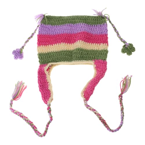 Gorro de punto de alta elasticidad a prueba de viento con patrón de rayas para mujeres y hombres, mantiene el calor con pompones colgantes, sombreros suaves para niños y niñas, sombrero a juego, suave