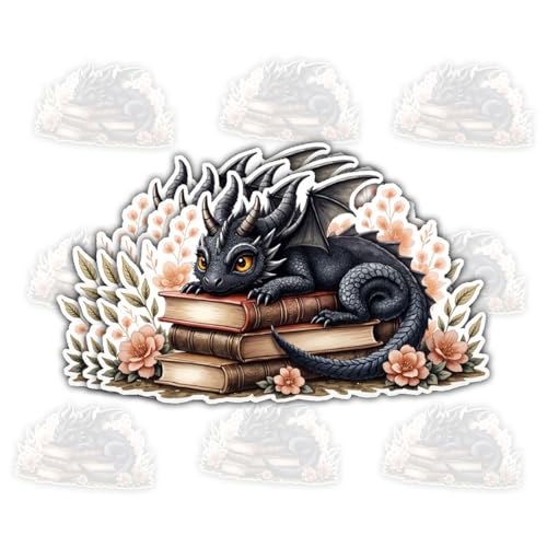 Calcomanías de dragón bebé negro, el regalo ideal para amantes de libros 2