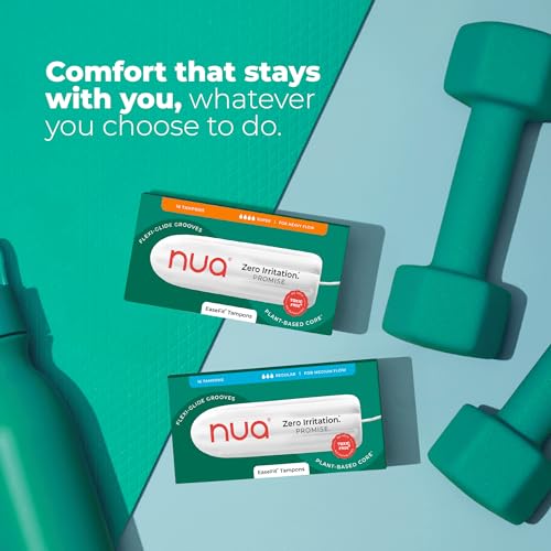 Image of Nua EaseFit Tampons for Light Flow | 16 Tampons | Gynaecologically Tested | Hypoallergenic | Rapid Absorption Core | Leak-Proof Protection