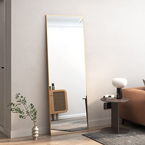 LVSOMT Home Mirror, Full Length Floor Standing Mirror, 65x20/19 inches, Wall Mounted, Aluminum Alloy Frame, Shatterproof, Ideal for Bedroom, Living Room