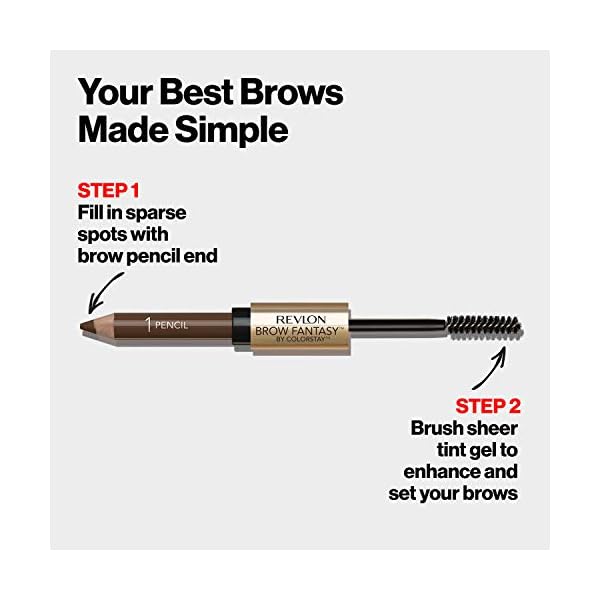 Revlon-Brow-Fantasy-Pencil-Gel-by-ColorStay-Dark-Brown Revlon Eyebrow Gel & Pencil, ColorStay Brow Fantasy 2-in-1 Eye Makeup, Longwearing with Precision Tip, 106 Dark Brown, 0.04 Oz