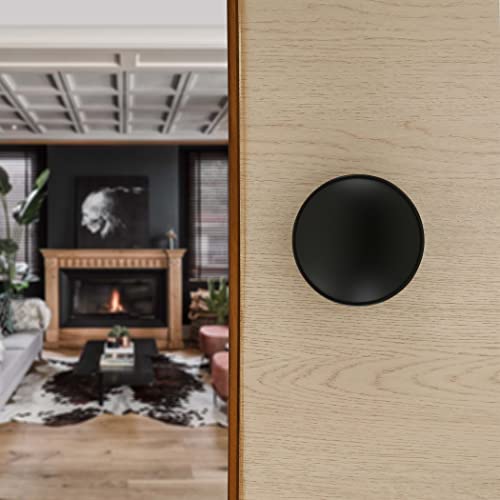 Image of LAPO Premium Zinc Pull Push Handle, 4 Inch Modern Round Shape Door Handle for Home & Office Entrance, Compatible with Wooden & Glass Doors, DIY Installation Black Finish- Pack of 1