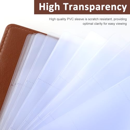 Image of Climberty Business Cards Holder 150 Pockets PU Leather Cover Travel Business Cards Holder Fit for 3.5x2.3 in Cards, Semi-Transparent Pockets, Versatile for Credit and ID Cards