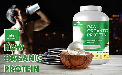 Dr. Forest Organic Raw Cold Pressed Vegan Plant Protein Powder - Add to Your Favorite Smoothies or Shakes - Non-GMO Certified Organic 20 Grams Protein per Serving, 2.2 lbs (Vanilla, 1.1 lbs)
