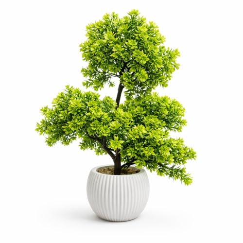 Image of Artificial Boxwood Topiary Bonsai with Ripped Pot, Decorative Indoor Faux Plant for Living Room, Home, Office, Tabletop, L1 (Pack of 1)