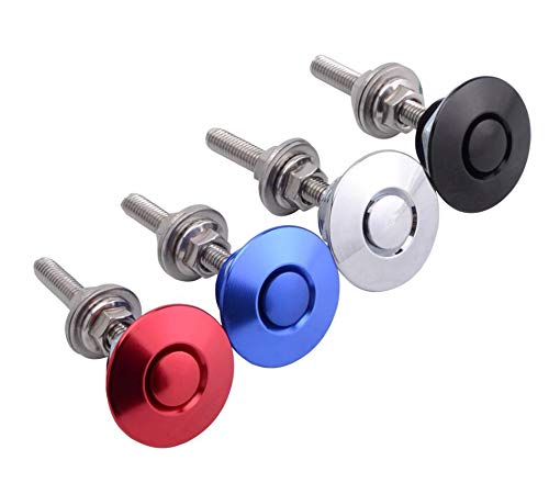 Gangmu Tec Pack Of 4 Universal Aluminum Vehicle Hood Pins - License Plate Lock Clip, Push Button Bonnet, Quick Release Lock Latch Bumper, Diameter 1.25 Inch (Silver, Pack Of 4) #TOP4
