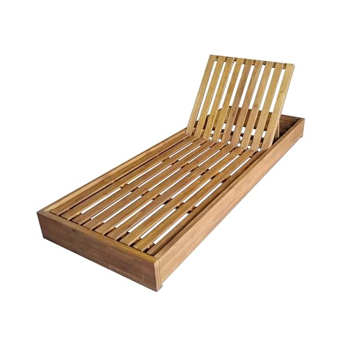 Christopher Knight Home Bayard Acacia Wood Chaise Lounge Chair Outdoor, Adjustable Backrest Sun Lounger Recliner, Wooden Patio Sun Bathing Lounge Chair, Teak