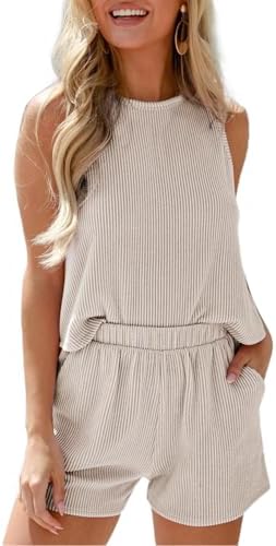 SHEWIN Women's Summer 2 Piece Outfits Shorts Sets Matching Set Lo...