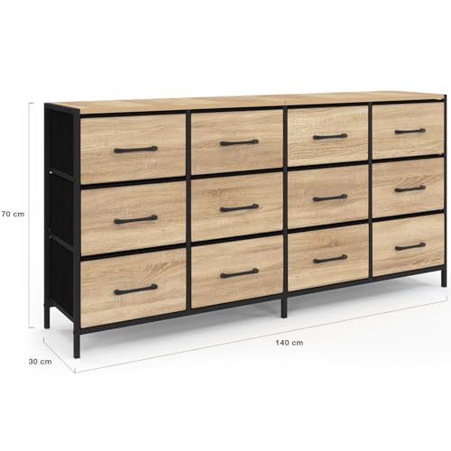 COMMODE 12 TIROIRS UTAH 140CM - vue 3