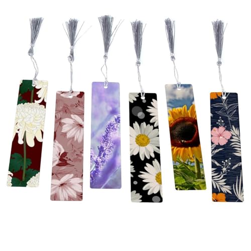 Marque-pages fleurs roses pompons lot de 6 idée cadeau lecteur