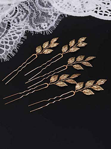 Yertter 5 Pcs Gold Leaves Hair Pins Bridal Hair Accessories For Bride And Bridesmaids Wedding Hair Piece #TOP3