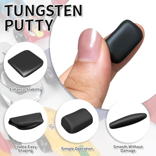 Kypikosp Pinewood Car Derby Weights Kit 5OZ Total - 1OZ Tungsten Weights Tungsten Putty & 4OZ 12pcs 2 Sizes Pinewood Weights - Derby Car Weights for Speed Up Your Derby Car Pine Wood Car Wheels Axles by Kypikosp - Image 4