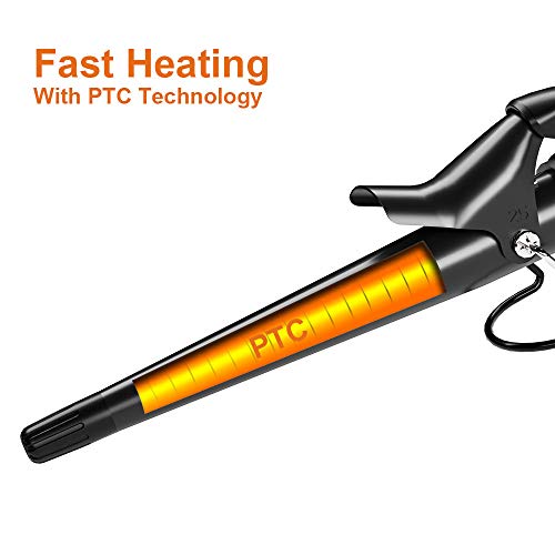 Professional Hair Curler With Short Clamp, 1/2 To 1 Inch Ceramic Tapered Curling Wand Salon Auto Shut Off Curling Iron With Cool Tip Black #TOP3