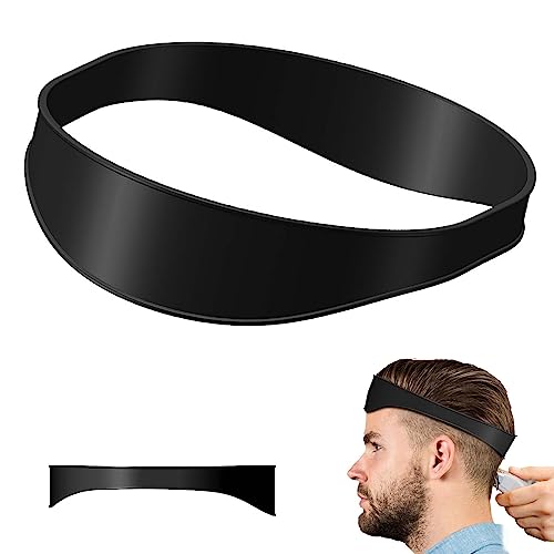 Guía de corte de pelo de silicona para cortar el pelo, banda negra para el cuello, plantilla de afeitar, de silicona antideslizante, cinta curvada para cortes de pelo de bricolaje