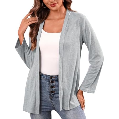 Totatuit Women Long Sleeve Open Front Cardigan Casual Lightweight Long Cardigans Loose Knit Outwear