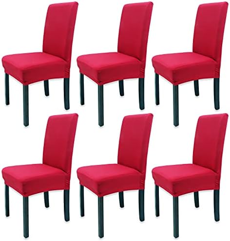 Set of 6 Leeyunbee Dining Chair Covers, Modern Elastic Stretch Chair Protector, Removable Washable Kitchen Chair Seat Cover for Hotel, Restaurant, Wedding, Dining Room, Banquet, Ceremony (Silver Grey)