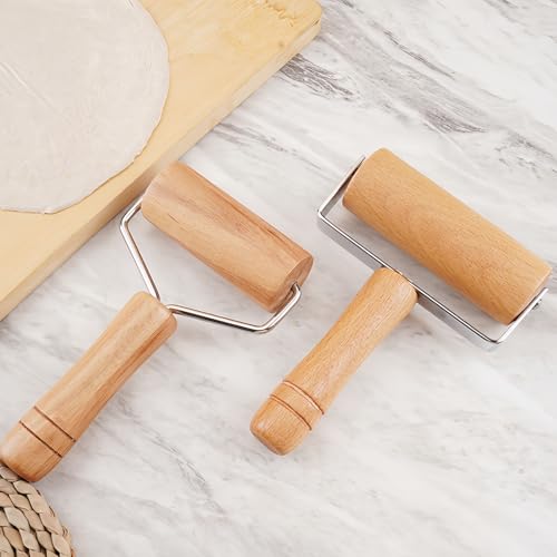 Stainless Steel & Beechwood Rolling Pin with Adjustable Thickness - Ergonomic Dumpling/Pasta Maker、Pizza, Kitchen Tool for Home Chefs, Dishwasher Safe & Rustproof Design (T) by FANBODTA - Image 2