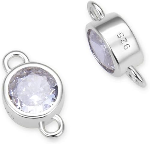 Miniatura 10 de Adabele - 4 piezas de plata esterlina 925 real con eslabones de piedra natal de diciembre de 0.16 pulgadas, topacio azul, circonita cúbica,