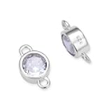 2pcs Adabele Real 925 Sterling Silver April Birthstone Link 4mm/0.16 Inch Clear Cubic Zirconia Diamond Connector Tarnish Resistant Hypoallergenic for Jewelry Making SXP6-4