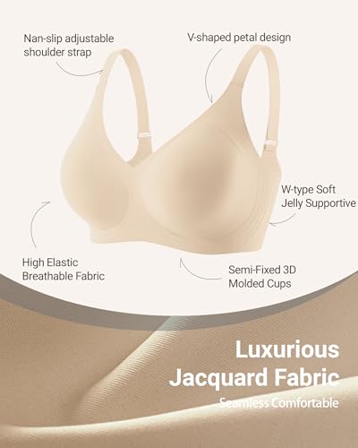 Image of Gailife Smooth Wireless Jelly Bras for Women No Underwire Seamless Push Up Bra Full Coverage Soft Suppor Tshirt Bralettes