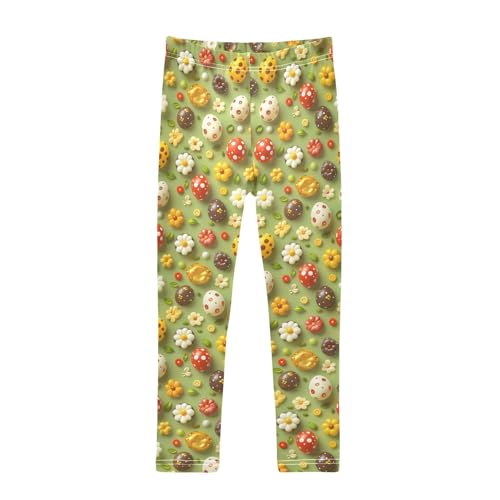 Watercolor Yellow Flower Egg Girls Leggings Athletic Pants Tights Stretch Bottom