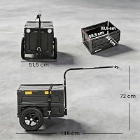 SPORTNOW Fahrradanhänger Cargo, faltbar, Kunststoffbox, 65 l, schwarzer Deckel – Ansicht 7