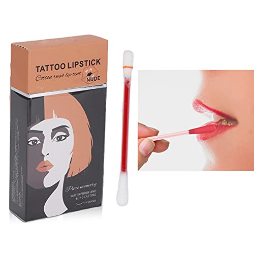 Cotton Swab Lipstick, 20PCS Swab Lip Gloss Cotton Swab Lipstick Waterproof Cotton Swab Lipstick Tatt