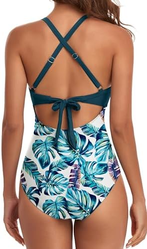 Eomenie Women's One Piece Swimsuits Tummy Control Cutout High Waisted Bathing Suit Wrap Tie Back 1 Piece Swimsuit - 1