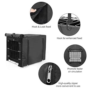 Durable Dog crate cover Double Door for large pet Kennel Covers Universal Fit for 24 30 36 42 48 inches Wire Dog Crate (24 Inch (24″ L x 18″ W x 20″ H))-Black