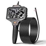 VEVOR Caméra Endoscopique Rotation 360° Endoscope Double Objectif Caméra Inspection pour Canalisation et Automobile, avec Éclairage, Sonde IP67 8 mm, Écran IPS HD 5 Pouces, Câble Serpent Rigide 5 m