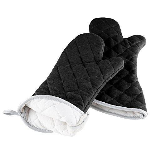 Oven Mitts, Set Of 2 Oversized Quilted Mittens, Flame And Heat Resistant By Lavish Home (Black) #TOP2