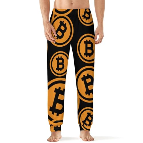 Bitcoin Mens Sleep Pajamas Pants Cotton Pjs Elastic Waist Lounge Sleepwear Lightweight Joggers