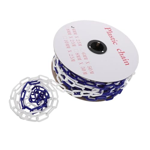 PAMINGONO Cadena de Seguridad de Plástico Ligera 6 Mm Azul, 25 Metros, Eslabones Resistentes para Barreras de Tráfico y Control de Multitudes en Estacionamientos y Obras Públicas