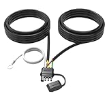 Malictele 4 Pin 5 Wire Trailer Wiring Harness Kit, 26FT 16AWG Core with Jacketed Cable Trailer Light Kit 4 Way Flat 5 Wire Trailer Plug for Rewiring Both-Side Taillights on Trailers RVs and Boats