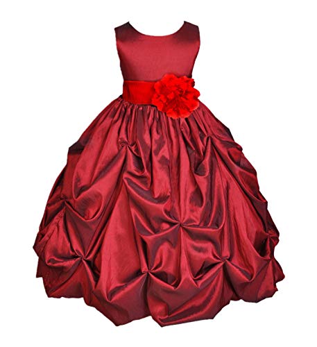 ekidsbridal Apple Red Pick-up Bubble Taffeta Flower Girl Dresses Christmas Dress Wedding Reception Dresses Pageant Dress 301s 6