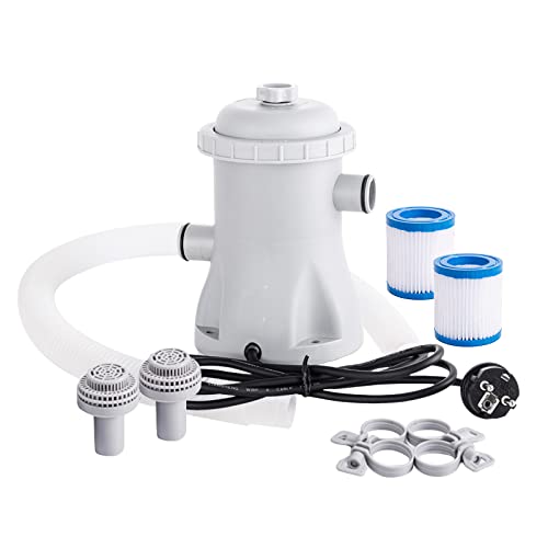 Kavolet Filterpumpe 16W Poolfilterpumpe 330 GPH Planschbecken elektrische Wasserpumpe mit 2 Poolfilterkartuschen Poolpumpe oberirdisch kleine Kartuschenfilteranlage