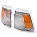 HECASA Pair Corner Lights Compatible with 1992-1995 Toyota Pick-Up Truck Replacement for 8161035100 8162035100 Corner Lamps Assembly Clear Lens Drive & Passenger Side Chrome Trim & Yellow Reflector