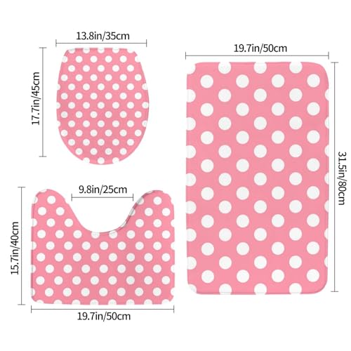 Tapis de salle de bain rose clair antidérapant lavable lot de 3